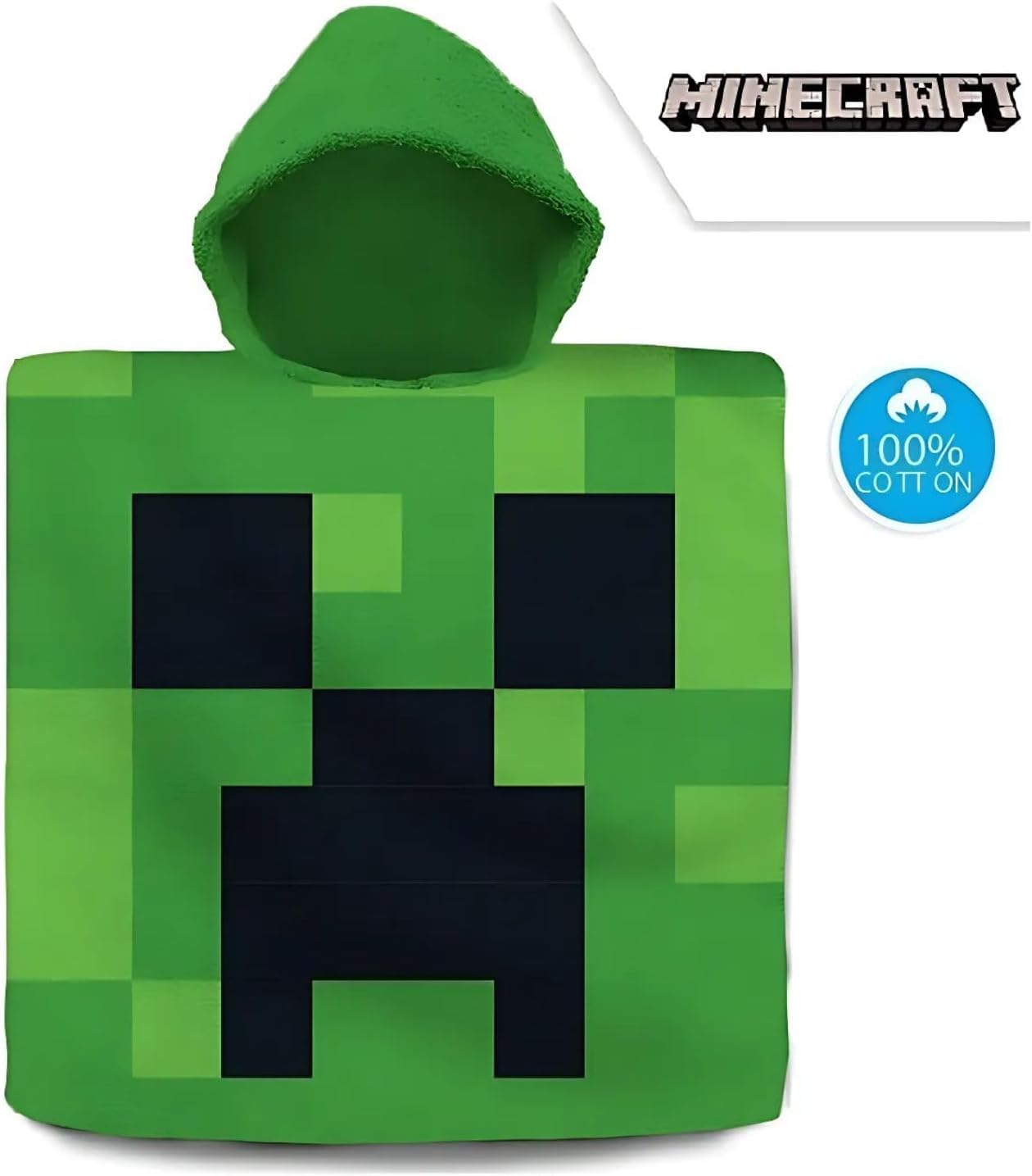 Toys & Gamers Poncho con capucha oficial de Minecraft, toalla verde unisex para máxima comodidad de juego para edades de 3 a 12 años