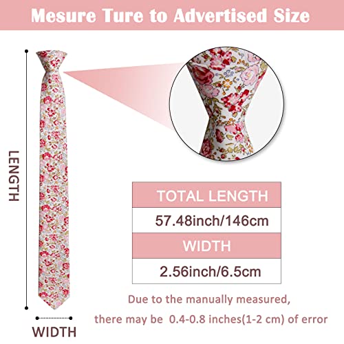 Image of Mantieqingway Men's Cotton Floral Neck Tie 2.56'' Printed Skinny Tie