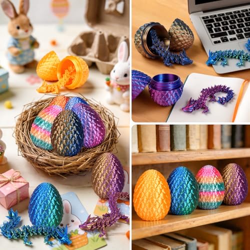8er Set Miniatur 3D Gedrucktes Drachenei mit Drache - 12,7 cm Kristall Drache Spielzeug-Ei in Kleiner Größe, Geheimnisvolles Drachenei Spielzeug, Überraschung Easter Dracheneier Wohnkultur (8PCS)