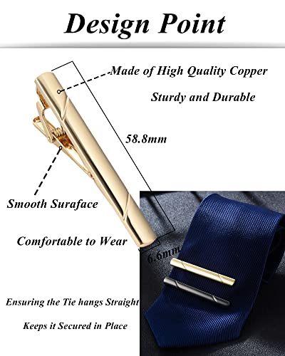 Tornito 12Pcs Tie Clips for Men Tie Tack Pins Silver Black Gold Blue Necktie Bar Regular Ties Suitable for Daily Wedding Meeting Business Anniversary Tie Clips2
