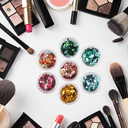 20 Boxes Holographic Cosmetic Festival Chunky Glitters Sequins,20 Colors Total 200g Nail Sequins Iridescent Flakes, for Body Face Hair Make Up Nail Art Mixed Color Glitter - Thumbnail 5