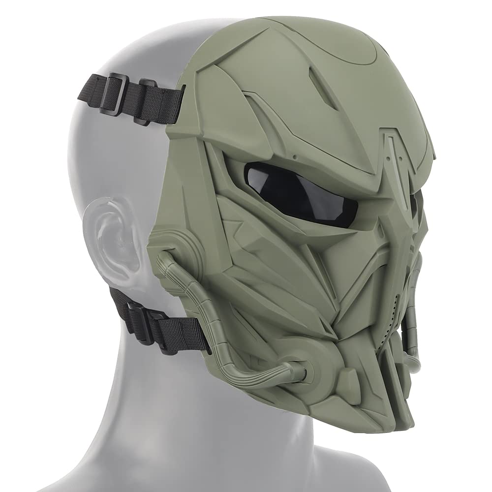 Máscara Táctica Pistola Aire Comprimido Grey Lens Full Face Skeleton Paintball Protección Máscara Juegos Guerra Halloween