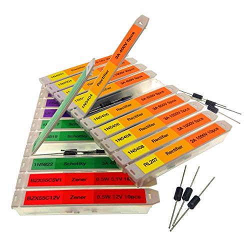 EEEEE 16 Value 250 pcs Diode Assortment Kit Contains Rectifier Fast Recovery Schottky Switching Zener Diode Pack of Assorted diodes