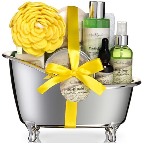 Spa Gift Baskets For Women - Luxury Bath Set With Green Tea & Lemongrass