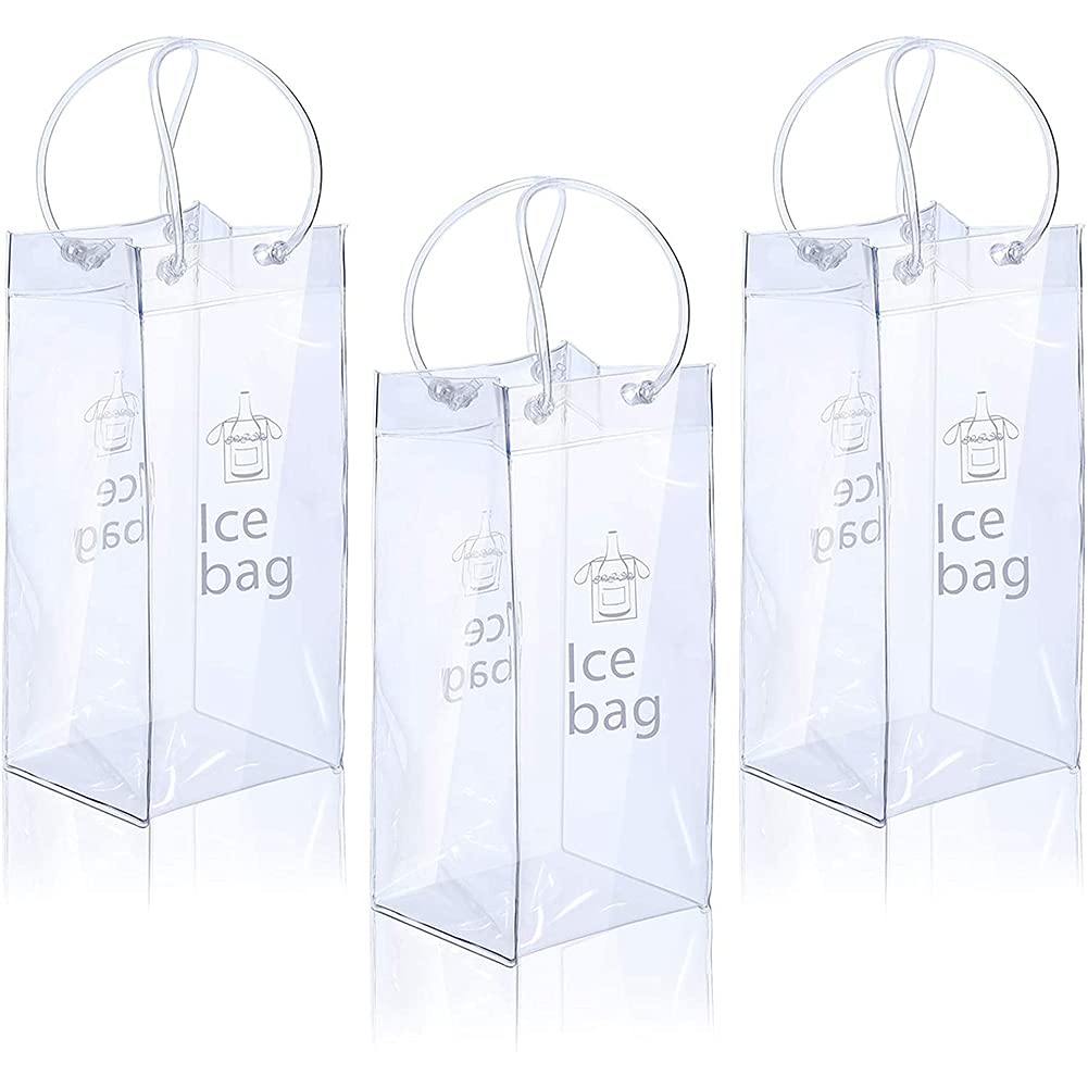 CTRLZS 3 Pieces Portable Ice Wine Bag Wine Cooler Bag PVC Wine Pouch Bags with Handle for Champagne, Cold Beer, Wine