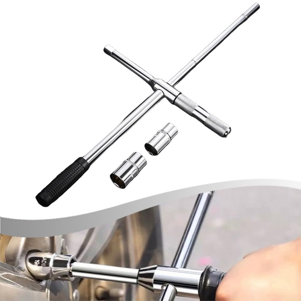 Zócalos de llave cruzada de acero al cromo vanadio para el mantenimiento de la rueda automotriz, llave telescópica (B)