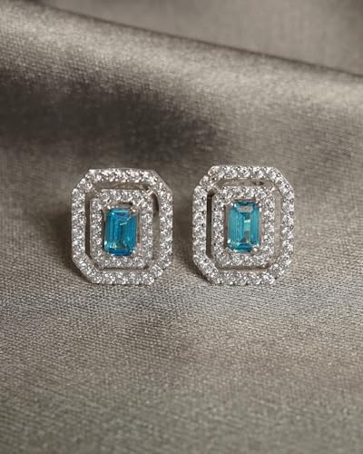 Image of CLARA 925 Sterling Silver Stud Earrings | Platinum Plated | Daily Wear |Gift for Women and Girls