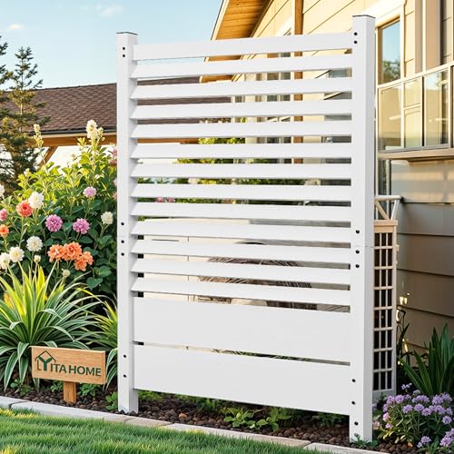 YITAHOME 60" H x 38" W Privacy Fence Panel, Wood Trash Can Hider, Air Conditioner Privacy Screen for Outside, Backyard, Patio,1 Panel, White by YITAHOME - Used condition - US$54.04