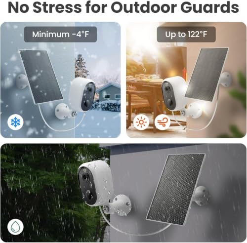 Image of Solar Security Camera Outdoor Wireless, 2K Color Night Vision, Battery Powered PIR Motion Detection,2.4GHz WiFi Cameras for Home Surveillance, Light and Sound Alarm, 2-Way Audio