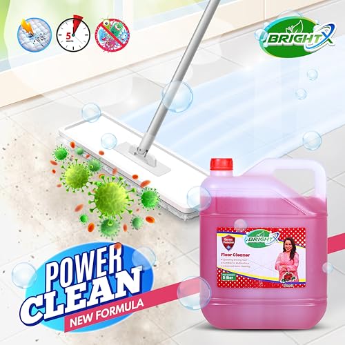 Image of BrightX Floral Floor Cleaner 5 Litre | Multipurpose Floor Cleaning Liquid | Long Lasting Floral Fragrance | Removes Tough Dirt & Germs | Ideal for Large Homes & Commercial Use