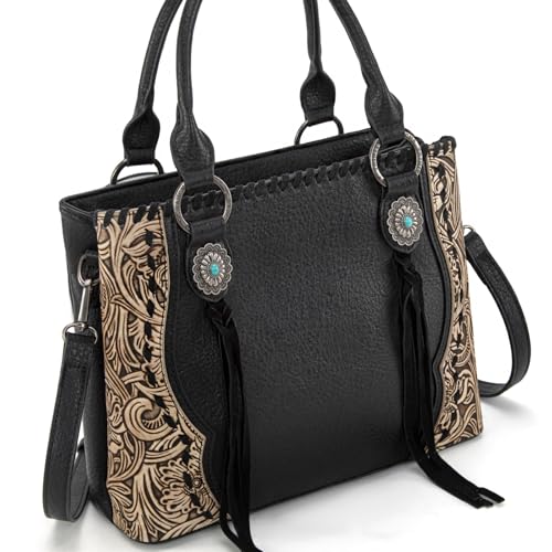 Image of Trinity Ranch Tote Bag for Women Western Purse Floral Tooled Concho Collection