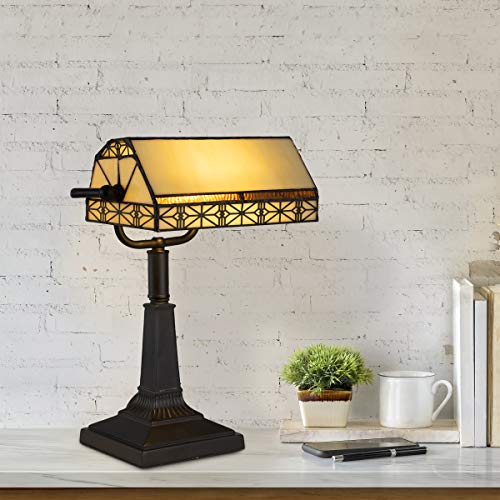 Lavish Home 224656MXG Tiffany-Style Bankers Lamp - Vintage-Looking Mission-Style Table Or Desk Led Light thumb #4