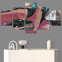 SIGNWIN 5 Panel Canvas Wall Art Modern Art Abstract Brushstroke Contemporary Edgy Mixed Media Multicolor for Home Decorations Ready to Hang - 60