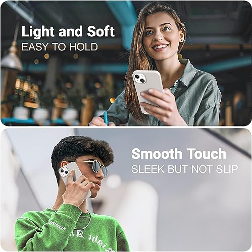 Image of VONZEE Microfiber Candy Case Compatible for iPhone 13 / iPhone 14 6.1 Inch Shockproof Slim Back Cover Liquid Silicone Case - Off White