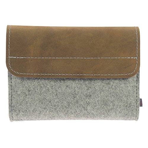 Estuche de medicamentos de ebos ✓ Botiquín de viaje homeopáticos ✓envase para glóbulos fabricado en fieltro de lana y cuero auténtico ✓ 64 lazos para tubos de glóbulos (gris claro/marrón cuero) Cover