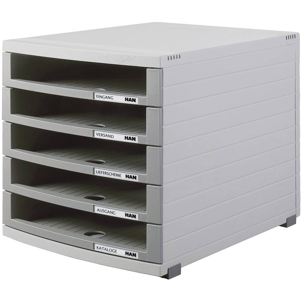 HAN 1505-0-19, CONTUR drawer set. Modern organisational system, expandable, premium quality for a highly professional organisation with 5 open drawers, light-grey-dark-grey