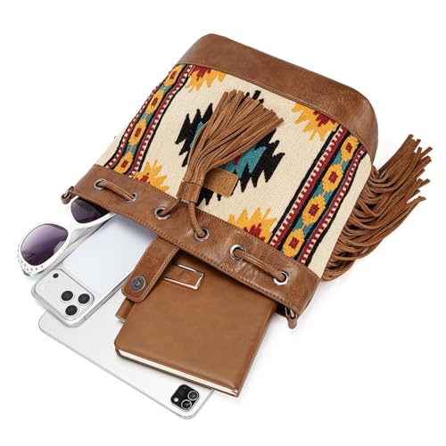 Image of Wrangler Hobo Bags for Women Designer Aztec Bucket Purses Western Tapestry Shoulder Handbags