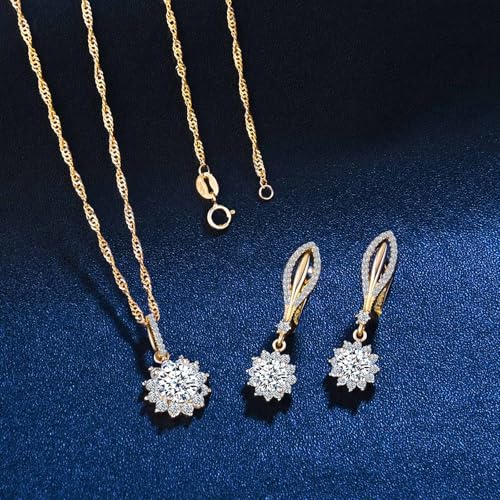 Conjunto de joyería de boda con collar y pendientes de flor 3