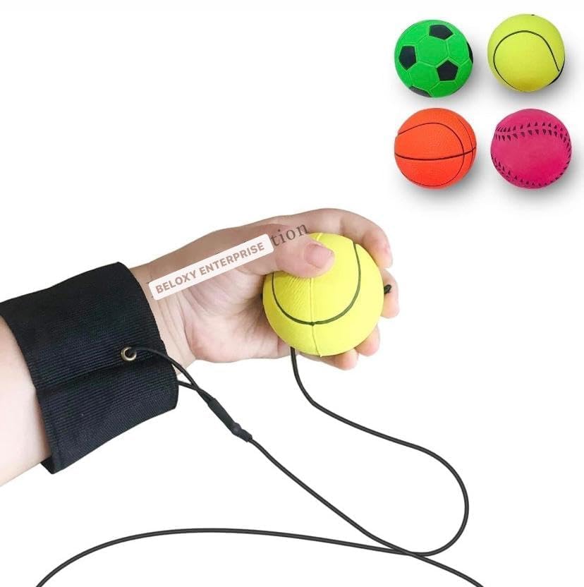 SKUVIZ Wrist Band String Ball – Yo-Yo Style Bouncy Rubber Return Ball – Fun Birthday Party Gift for Children, Kids & Toddlers