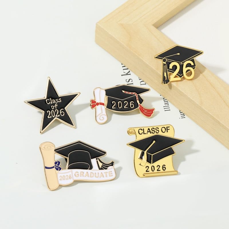Image of Graduation Enamel Lapel Pins Class of 2026 Graduation Caps Brooches Gifts Souvenir Emblem Badges Diploma Brooche for High College Teacher School Vacation Accessories