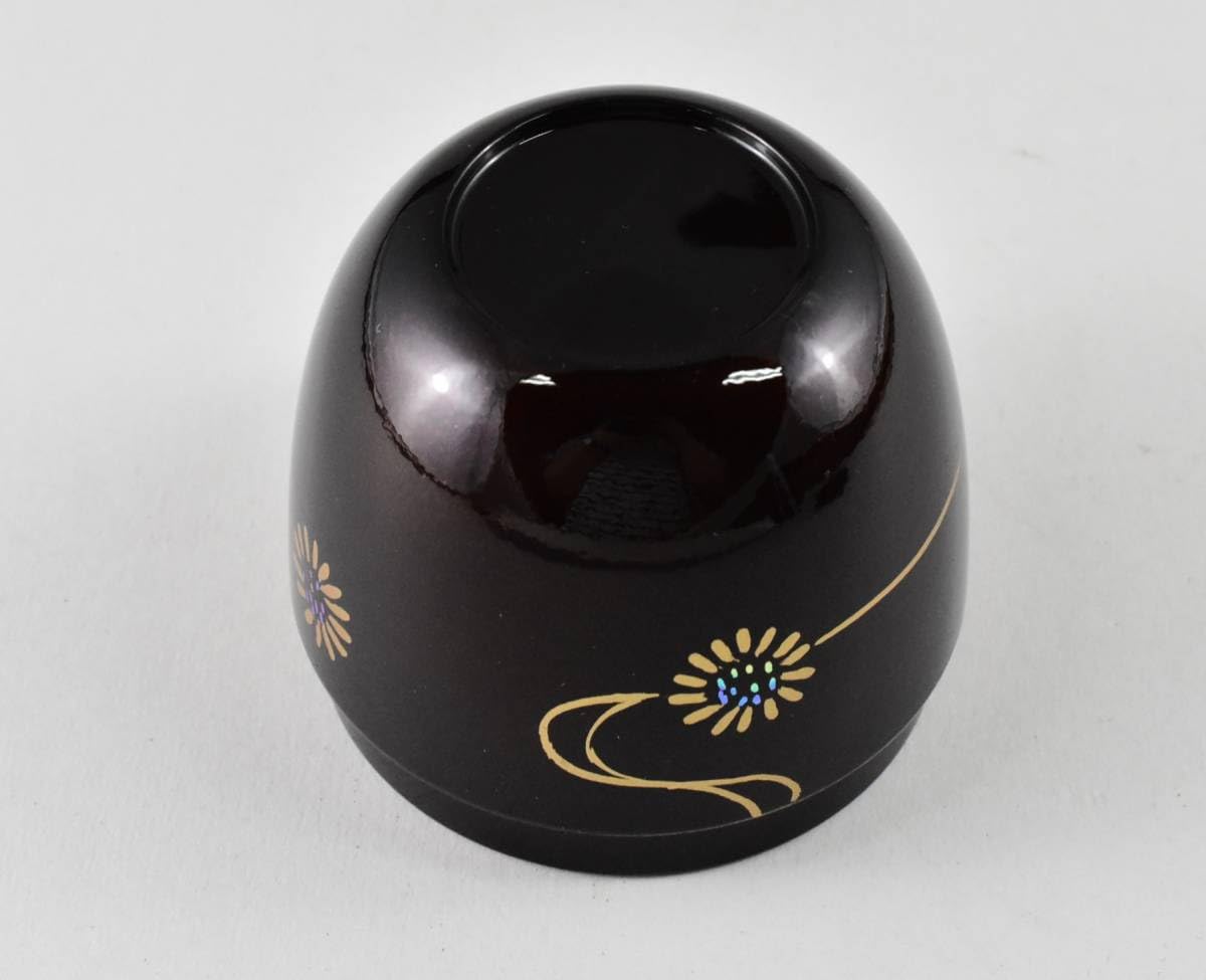 Amazon.co.jp: 楠廸庵 茶道具 棗 東雲作 溜塗流水に菊蒔絵中棗