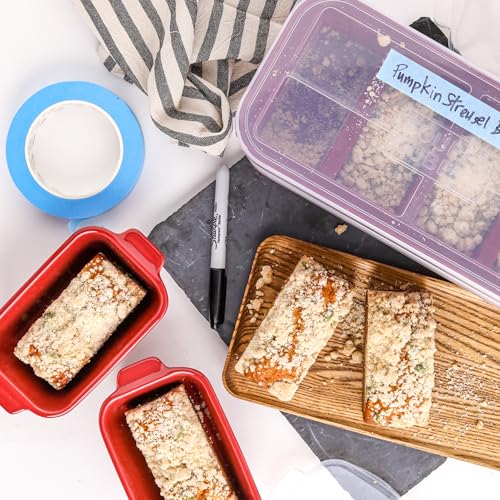 Image of Souper Cubes Ceramic Baking Dishes 2.0-5 inch x 3 inch Small Casserole Dishes for Oven with Silicone Lids, Oven, Microwave and Air Fryer Safe,USA Made, Set of 4 - Cranberry