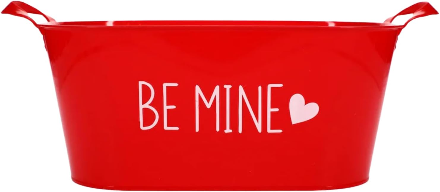 KS Plastic Valentines Day Red Buckets with Handles Be Mine