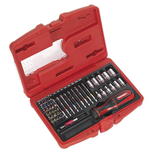 Sealey Ak64903 Fine Tooth Ratchet Screwdriver and Accessory Set 51Pc
