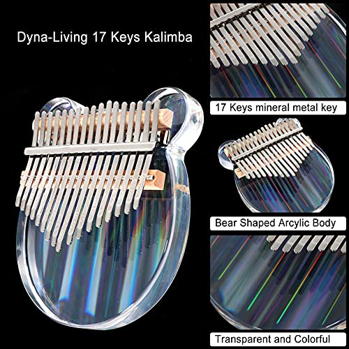 Dyna-Living Kalimba,Marimba,Daumen Klavier,Finger Piano,17 Schlüssel Acryl Transparente Farbe Bärenform Musikinstrument fur Musik Anfänger Student Erwachsene - Image 3