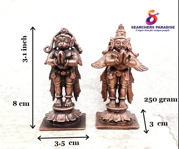 Image of Copper Standing Garudar and Hanuman Idol 3.1 in | 360g