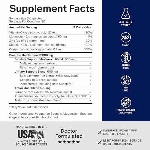 Image of Snap Supplements Prostate Health Supplements for Men, 90 Capsules (2-Pack) | Supports Urinary Tone, Healthy DHT Balance, Saw Palmetto for Men, Stinging Nettle, Beta-Sitosterol, Vegan Non-GMO Gluten-Free