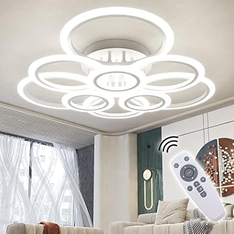 RUYI Modern LED Deckenleuchte Dimmbar mit Fernbedienung 9-Ring Deckenleuchte 120W 10800LM, Deckenlampe für Wohnzimmer Cover
