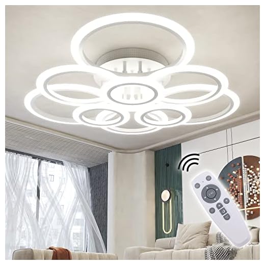 RUYI Plafón LED Moderno Regulable Control Remoto 9 Anillos Plafón 120W 10800LM, Plafón para sala de estar, Dormitorio, Cocina, Pasillo, Balcón, Comedor, Blanco, 2800-7000K…