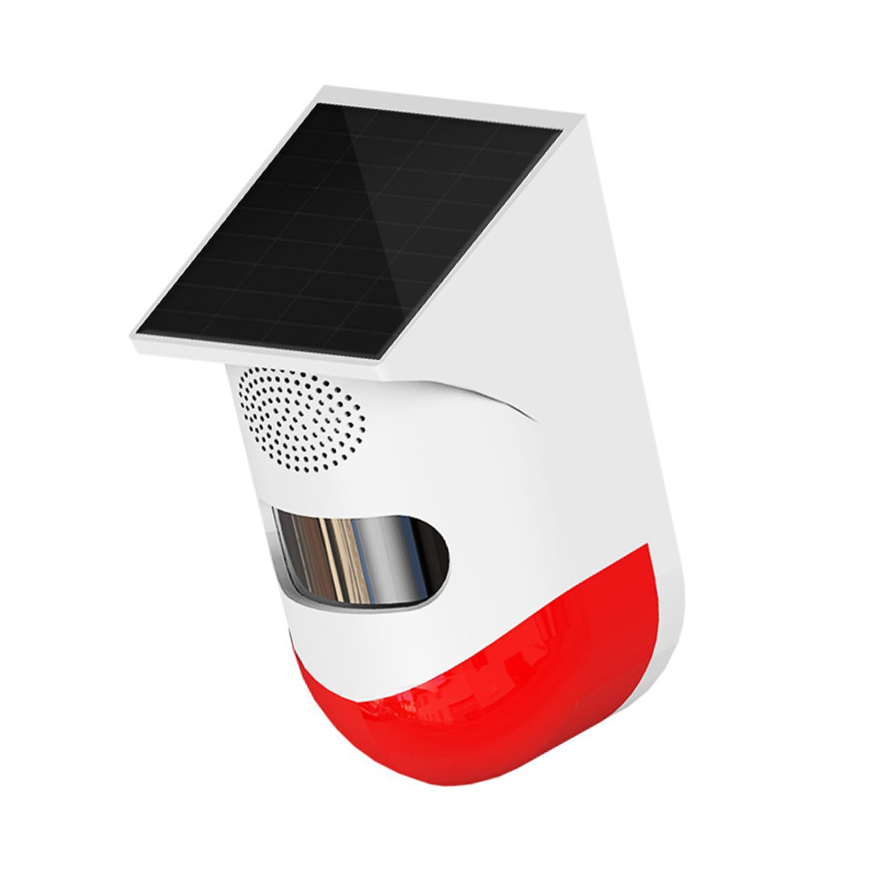 Allarme Infrarossi Solare da Esterno Rosso Tecnologia Ip67 | Abs e Silicio, Carica Solare, Modalità Giorno/notte Intelligente, Segnale Sonoro e Luminoso