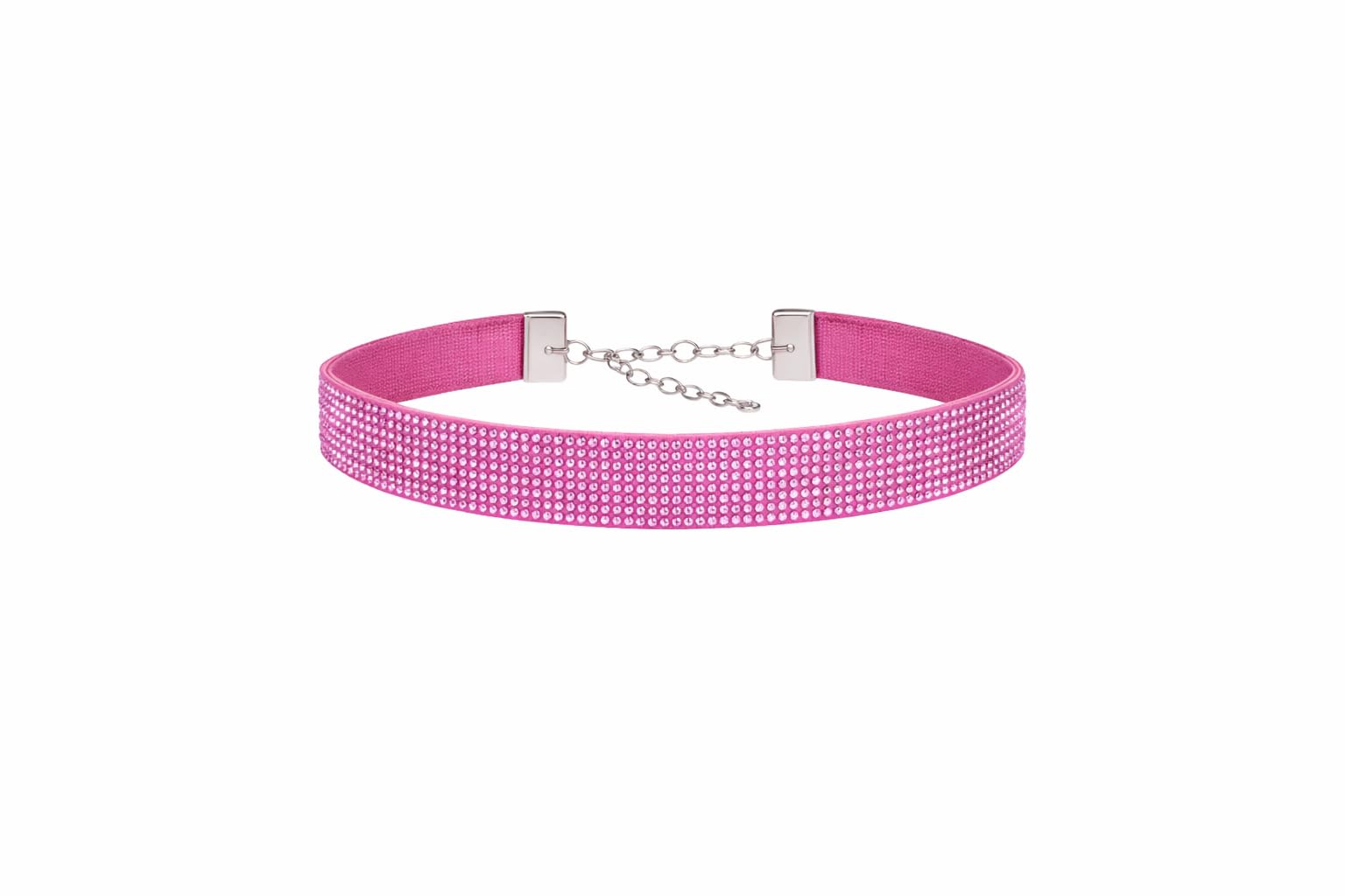 Pink Diamond Festival Choker Necklace – 40 cm x 1.7 cm Sparkling Rhinestone Collar, Statement Bling Accessory for Parties & Events