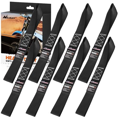 Image of Nilight Soft Loop 1.7 inchx17 inch Motorcycle Tie Down Straps Heavy Duty 12000Lbs Max Break Strength for Securing ATV UTV Kayak Moving Cargo (8PK-Black)