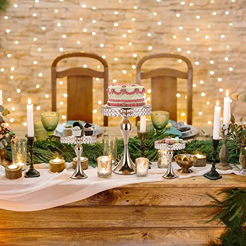 Elldoo Set Of 3 Crystal Wedding Cake Stands, 8/10/12 Inch Gold Round Cake Display Stand Pedestal, Metal Cupcake Stand Dessert Stand For Parties Birthday Baking Party Baby Showers Anniversary #TOP7