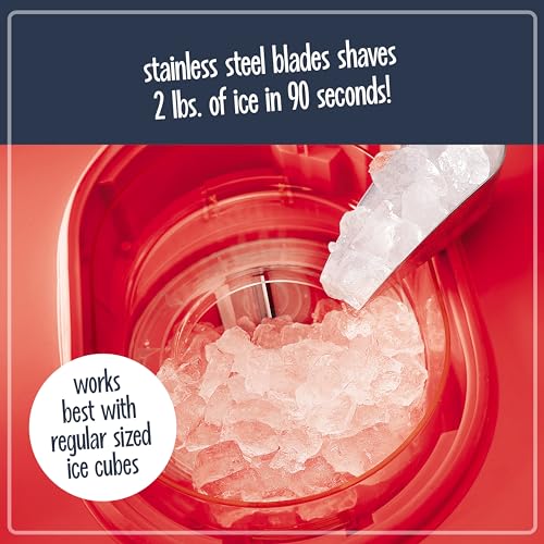 Image of Nostalgia Coca-Cola 48-Inch Tall Snow Cone Cart, Makes 48 Icy Treats, Includes Metal Scoop, Storage Compartment, Wheels For Easy Mobility - Coke Red