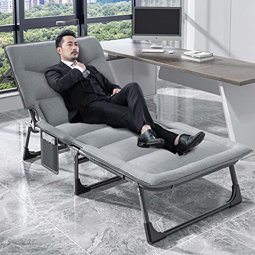 Chaise Longue Pliable Noire inclinable 4 positions avec oreiller et poche - 2