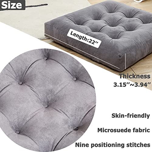 Getmo Resin Large Floor Pillows,Square Meditation Pillow,Microsuede Sitting Pillows Floor Cushion For Yoga Living Room Balcony Office Outdoor,Seat Cushion Tatami For Chair Sofa,22X22 Inch,Grey #TOP4