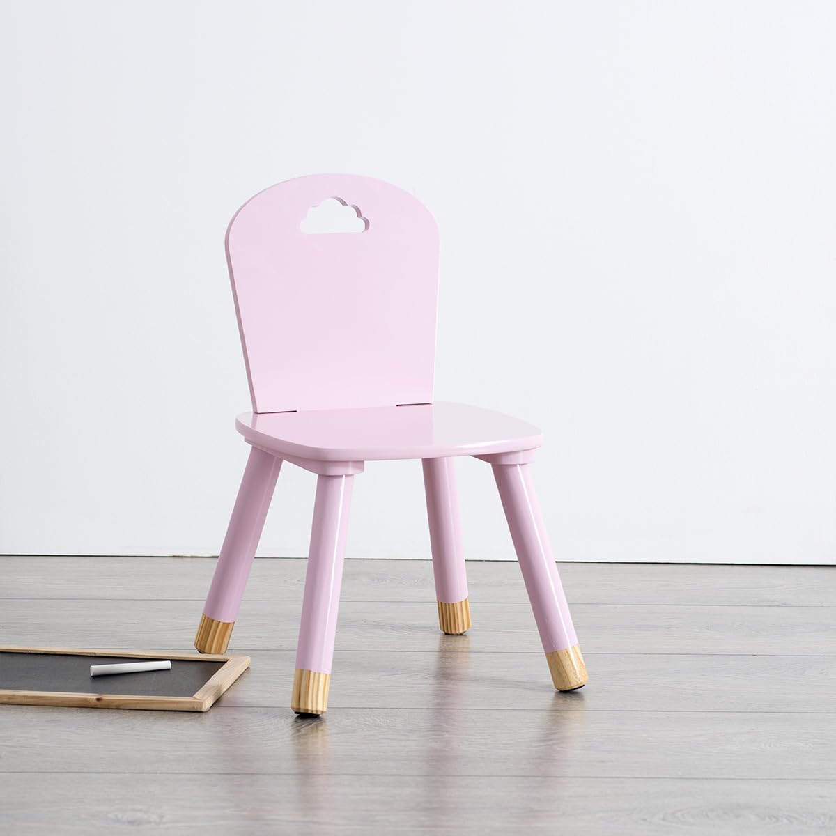 ATMOSPHERA CREATEUR D'INTERIEUR Silla de Madera para niños-Decoración Nube-Color Rosa, L. 28 x l. 50 x H. 28 cm
