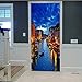 Pegatinas De Pared Con Puerta 3D Venecia Diy Mural Dormitorio Vinilo Pegatina De Puerta Removible Póster Para La Decoración Del Dormitorio En Casa Arte De La Sala (77 X 200 Cm) Autocollantes