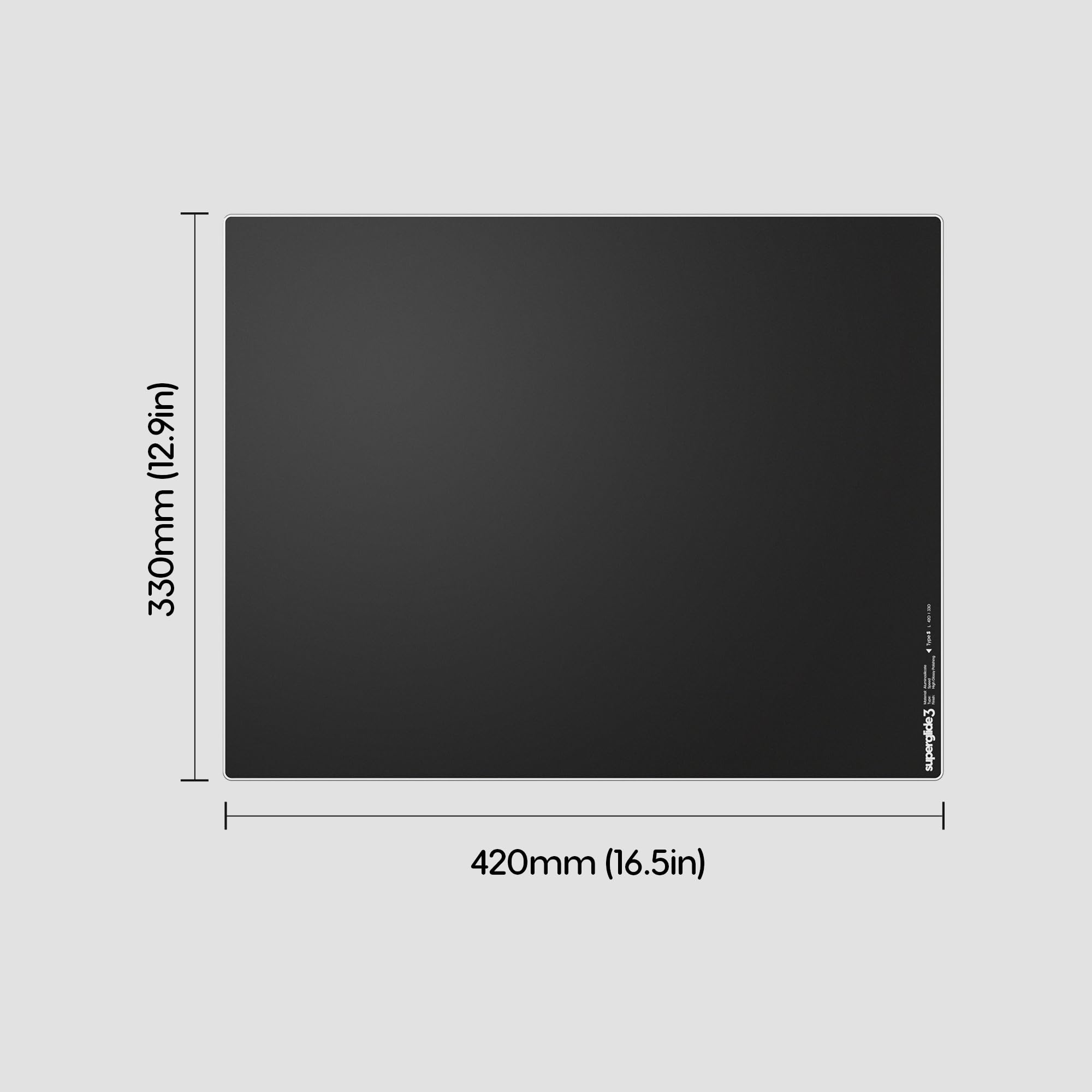 Pulsar Gaming Gears Superglide Pad v3 Type-S podkładka pod mysz do gier ze szkła aluminiowo-krzemowego, miękka krawędź R, antypoślizgowa silikonowa podstawa, 420 mm x 330 mm (L, czarna)