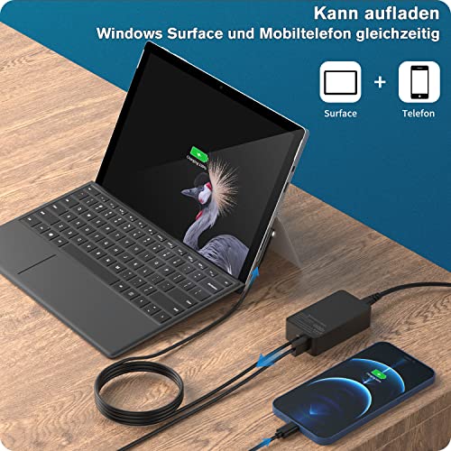 65W Surface Pro oplader, 15V 4A 65W (voor 65W, 44W) Microsoft Surface voeding voor Surface Laptop4/3/2/1, Surface Book1/2, Surface Pro X/Pro 8/Pro 7/Pro 6/Pro 5/Pro 4, Surface Go, met USB-aansluiting - Image 3