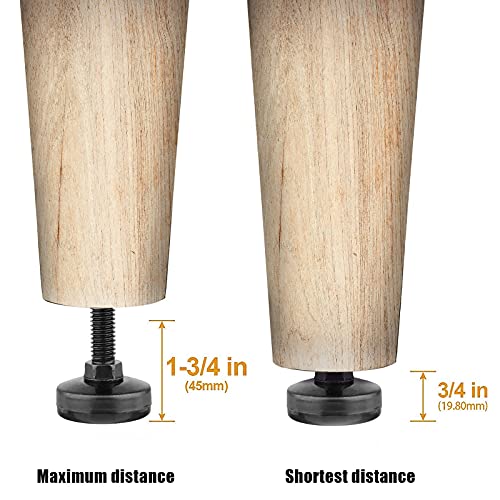 Kalopezy Furniture Levelers,8 Pieces Adjustable Feet Levelers, Black T- Nut Kit 3/8”-16 Thread Heavy Duty Furniture Leg Levelers For Table Legs Furniture Feet Cabinets Sofa Tables Chairs Raiser #TOP1