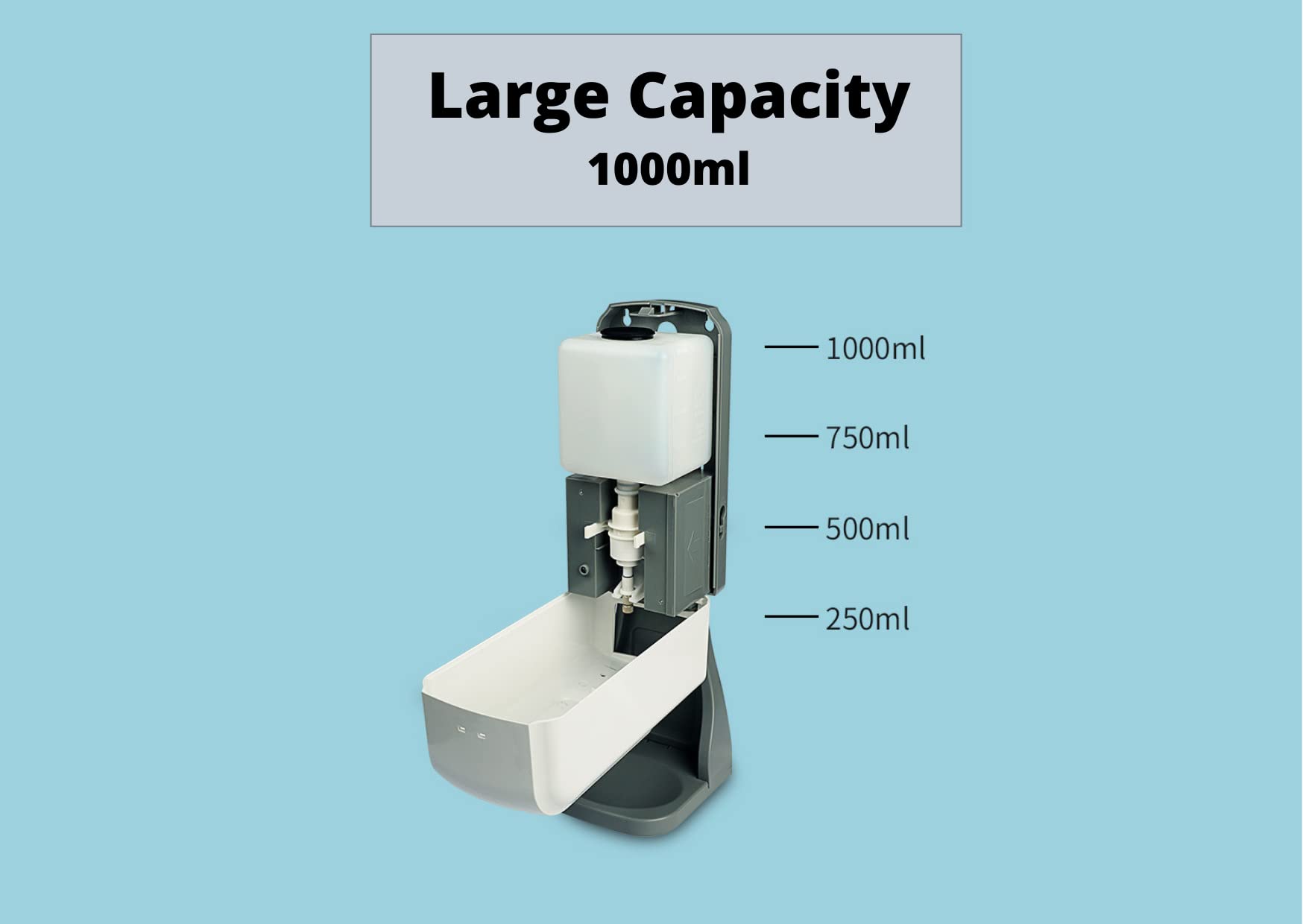 Distributeur Automatique de désinfectant pour Les Mains par Induction Infrarouge, capacité extrêmement Grande sans Contact 1000 ML, Verrouillage supérieur Facile à Ouvrir/Fermer, Couleur Blanche