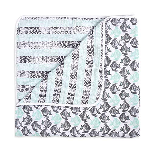 Image of aden + anais White Label Dream Blanket | Boutique Muslin Baby Blankets for Girls & Boys | Ideal Newborn Nursery & Crib Bedding | Plush Toddler & Infant Blankets | Shower & Registry Gift Items,Seaside