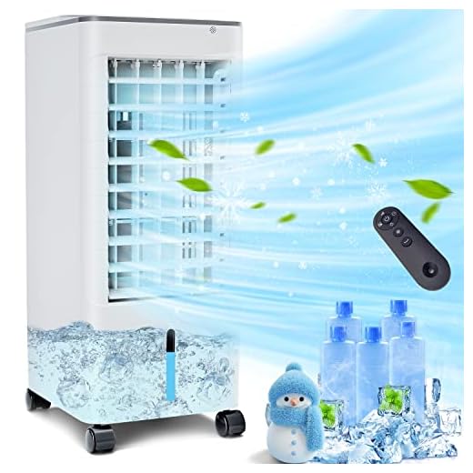 Portable Air Conditioner 3-IN-1 Evaporative Air Cooler, Adjustable Normal/Sleep/Cool Modes, 3 Speeds, 20Ft Remote Control & LED Panel, 12 Hour Timer, 100 Degree Oscillation, 5 Ice Packs