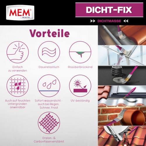 MEM Dicht-Fix Grau – 375 ml – Dichtmasse für Dach- & Flachdachreparaturen – Ansicht 4