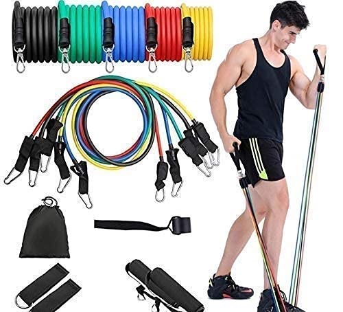 Voetex Zone Resistance Exercise Bands with Door Anchor, Handles, Waterproof Carry Bag, Legs Ankle Straps for Resistance Training, Physical Therapy, Home Workout